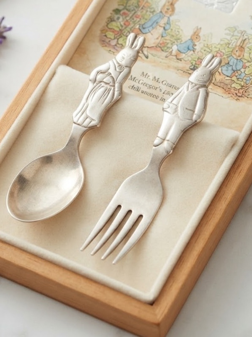 Reed & Barton Bunnykins Silver Plate Spoon Fork Set 1998 Royal Doulton Vintage